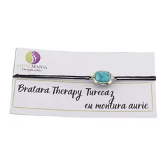 Bratara Therapy Turcoaz patrat cu montura aurie