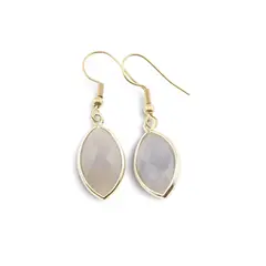 Cercei cu agatatoare Agat natural oval ascutit cu montura aurie, 22mm