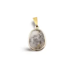 Pandantiv Agat dendritic oval cu montura aurie, 20mm
