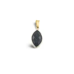 Pandantiv Obsidian oval ascutit cu montura aurie, 22mm