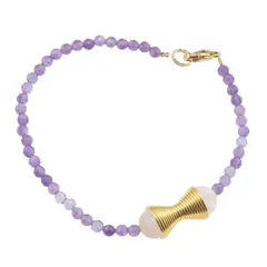 Bratara Ametist sfere fatetate 3mm si element decorativ cu Selenit