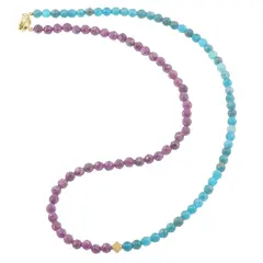 Colier Apatit sfere, Rubin sfere fatetate si Hematit auriu, 4mm