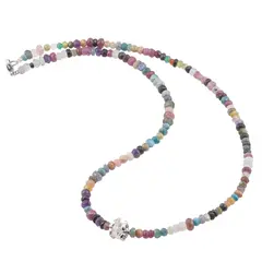 Colier Mix cristale discuri fatetate cu element argintiu, 3-5mm