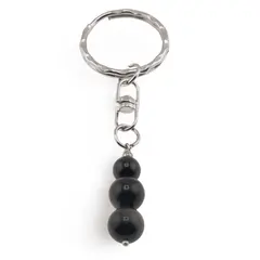 Breloc Obsidian auriu trei sfere, 8-10mm