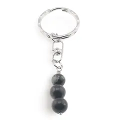 Breloc Obsidian fulg de nea trei sfere, 8-10mm