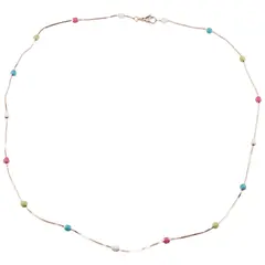 Lant din cupru placat cu aur roz 18k model cu bumbi colorati, 3mm