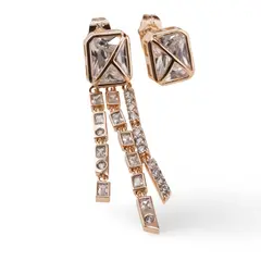 Cercei din cupru placat cu aur roz 18k asimetrici cu zirconiu, 12-51mm