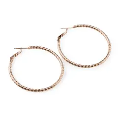 Cercei din cupru placat cu aur roz 18k texturati rotunzi, 38mm