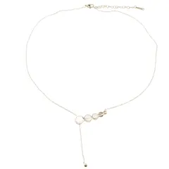 Lant din inox placat cu aur galben 18k, pandantiv cercuri cu sidef si talisman