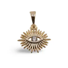 Pandantiv din cupru placat cu aur galben 18k model Ochiul lui Horus, 14mm