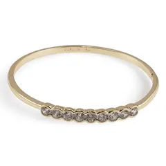 Bratara din cupru placat cu aur galben 18k fixa, model clasic cu zirconii