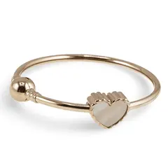 Bratara din cupru placat cu aur galben 18k fixa, model inima din sidef