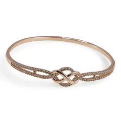 Bratara din cupru placat cu aur roz 18k fixa, model Infinit cu zirconii