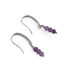 Cercei cu agatatoare Ametist si baza de Argint 925 cu zirconii, 4mm