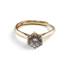 Inel reglabil Cupru placat cu Aur galben 14k, model clasic cu zirconiu alb rotund