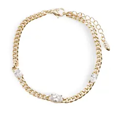 Bratara din cupru placat cu aur galben 18k, model zale rasucite cu zirconii