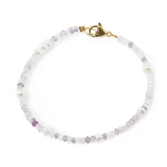 Bratara Fluorit discuri fatetate si Perle de cultura turtite, 2-4mm
