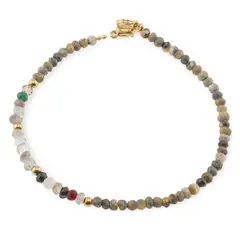Bratara Jasp Bumble bee si Mix cristale discuri fatetate cu bumbi aurii, 3mm