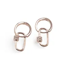 Cercei din cupru placat cu aur roz 14k model geometric