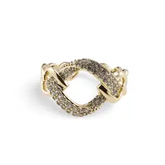 Inel reglabil Cupru placat cu Aur galben 14k, model impletit cu zirconiu