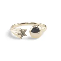 Inel reglabil Cupru placat cu Aur galben 14k, model sfera si stea cu zirconiu