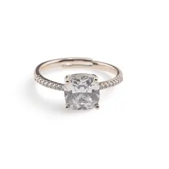 Inel reglabil Cupru placat cu Aur roz 14k, model clasic cu zirconiu alb