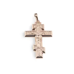 Pandantiv cupru placat cu aur roz 14k model cruciulita cu Iisus, 40mm