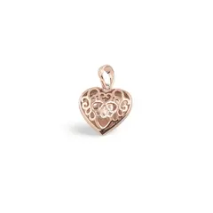 Pandantiv cupru placat cu aur roz 14k, model inima filigran