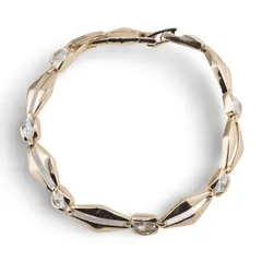 Bratara din cupru placat cu aur galben 18k, model romb si zirconii