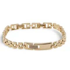 Bratara din cupru placat cu aur galben 18k, model zale panther si tablita