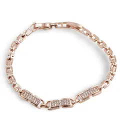 Bratara din cupru placat cu aur roz 18k, model box cu tablite