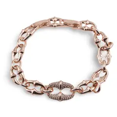 Bratara din cupru placat cu aur roz 18k, model rustic