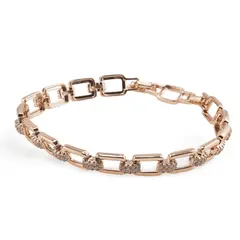 Bratara din cupru placat cu aur roz 18k, model zale box cu zirconii