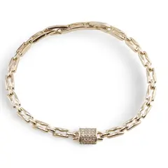 Bratara din cupru placat cu aur galben 18k, model zale box alungite cu element central