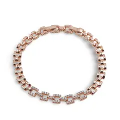 Bratara din cupru placat cu aur roz 18k, model panther cu zirconii
