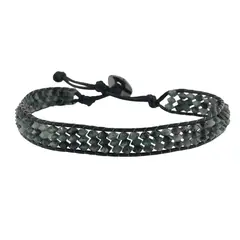Bratara wrap pe trei randuri Smarald discuri fatetate, 4mm