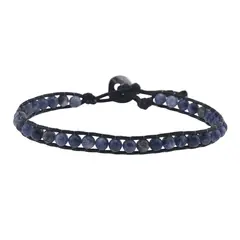 Bratara wrap Sodalit sfere, 4mm