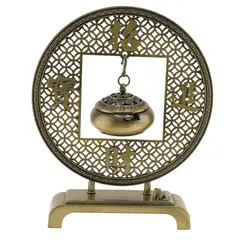 Vas pentru ardere tamaie, ierburi parfumate si betisoare parfumate moneda chinezeasca, alama - 14cm