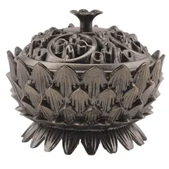 Vas pentru ardere tamaie si ierburi parfumate Lotus si dublu dorje, alama - 6cm x 5cm
