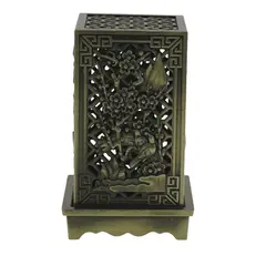 Vas pentru ardere tamaie si ierburi vertical cu model feng-shui, alama - 62mm x 42mm