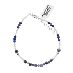 Bratara Amazonit, Safir si Lapis Lazuli sfere fatetate cu Argint 925, 2-4mm