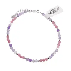 Bratara Ametist si Turmalina roz sfere fatetate cu Argint 925, 3-4mm