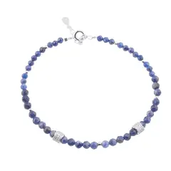 Bratara Lapis Lazuli si Sodalit sfere fatetate cu Argint 925, 3-4mm