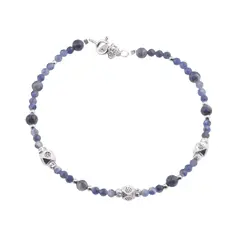Bratara Sodalit si Safir sfere fatetate cu Argint 925, 2-4mm