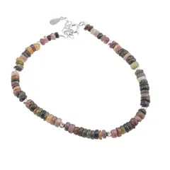 Bratara Turmalina multicolora discuri cu Argint 925, 4mm