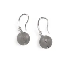 Cercei cu agatatoare Labradorit sfere si baza lata de Argint 925, 8mm