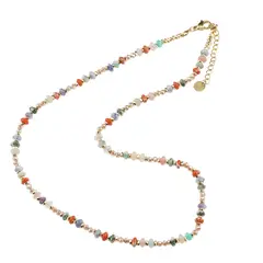 Colier mix cristale rondele cu elemente aurii, 4mm