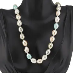 Colier Perle de Mallorca lunguiete multicolore pastelate, 13mm