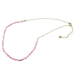 Colier Sidef roz cuburi cu elemente aurii, 3mm