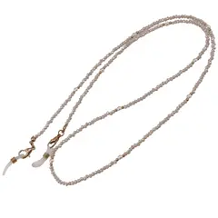 Colier / Snur pentru ochelari bej discuri fatetate si Perle, 70cm